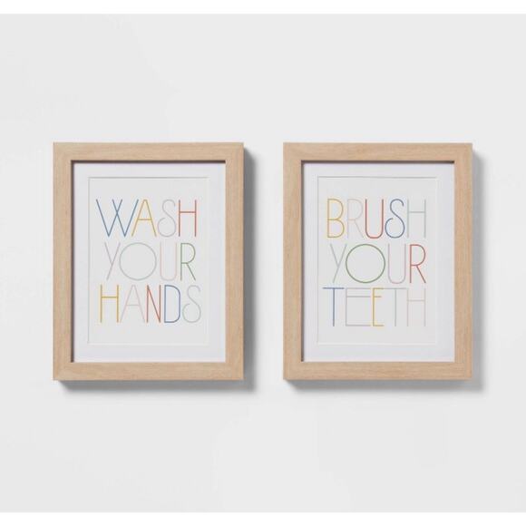 8"x10" 2pk Kids' Framed Wall Arts - Pillowfort™: Multicolor Typography - Picture 1 of 4